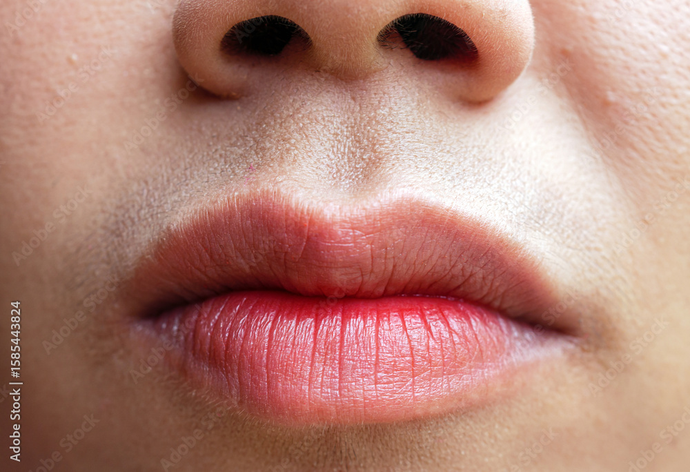 Fototapeta premium Sexy Mouth close-up. Beauty young woman Lips. lip filler injections. Fillers. Lip augmentation Beautiful Perfect Lips.