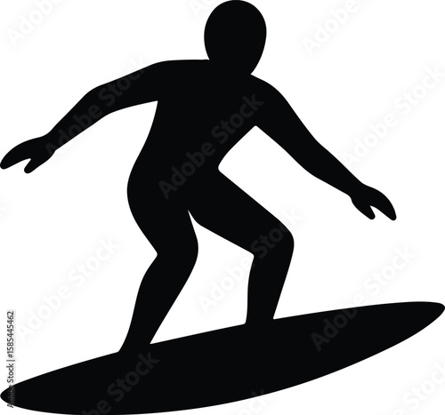 Silhouette of surfer riding surfboard summer watersport vector Illustrator
