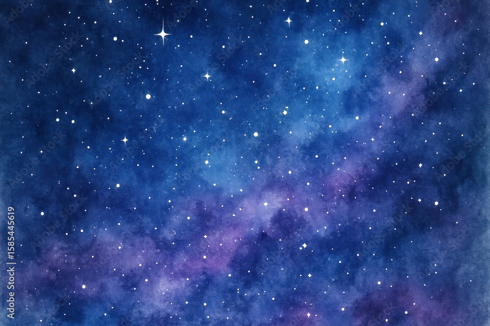 Naklejka premium Starry cosmic watercolor night sky