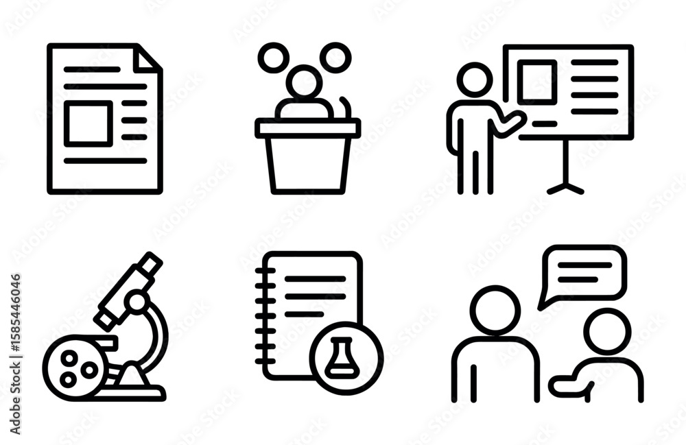 custom made wallpaper toronto digitalScientific Communication Icons. Outline icon set of scientific publication and communication: research paper,