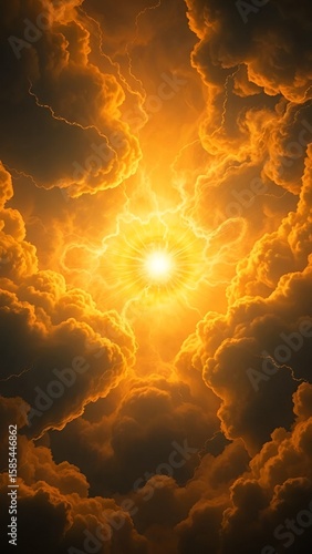 Sunlight Breaking Through Dark Clouds – Glowing Sky Fantasy Artwork