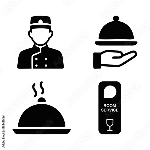 Flat Design Vector for Hotel Services and Room Service Concepts