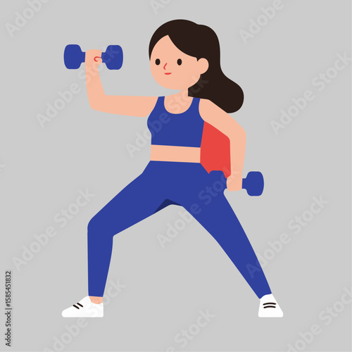 young woman exercising with dumbbells