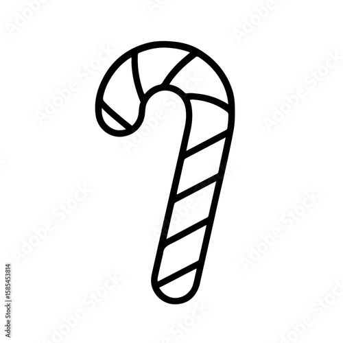 Candy Cane Outline Icon for Christmas