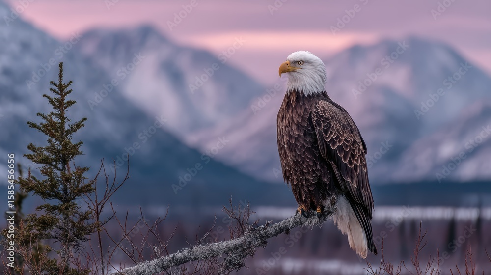 Fototapeta premium Majestic Bald Eagle Portrait: Nature, Wildlife, Bird of Prey