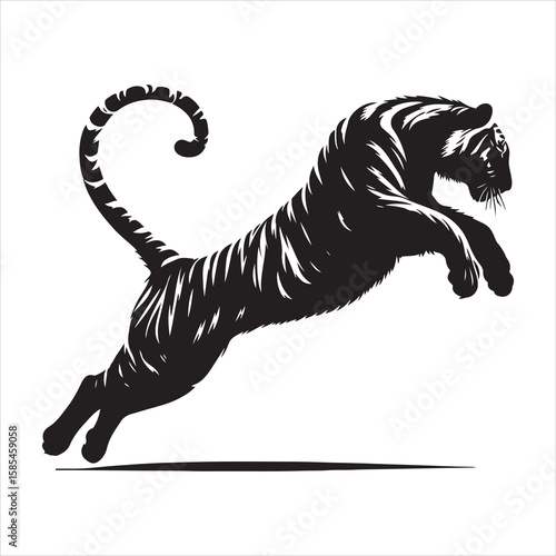 siting tiger face Silhouette Vector Art, and Graphic, vector black color silhouette , solated white background