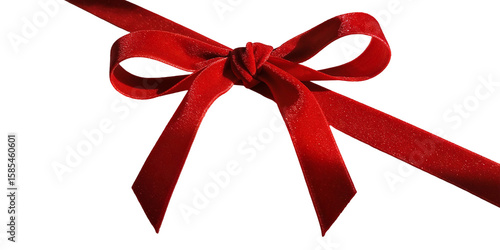 Red ribbon gift bow with a transparent background