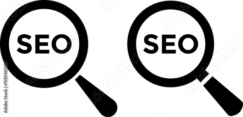 search engine optimization seo icon. Magnifying glass gear search engine. optimization seo settings configuration icons. gear icon
