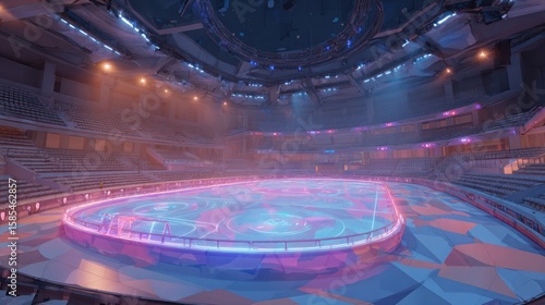 Fototapeta Naklejka Na Ścianę i Meble -  Empty indoor arena with ice rink