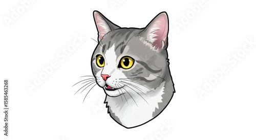 Funny Cartoon Cat Head Sticker