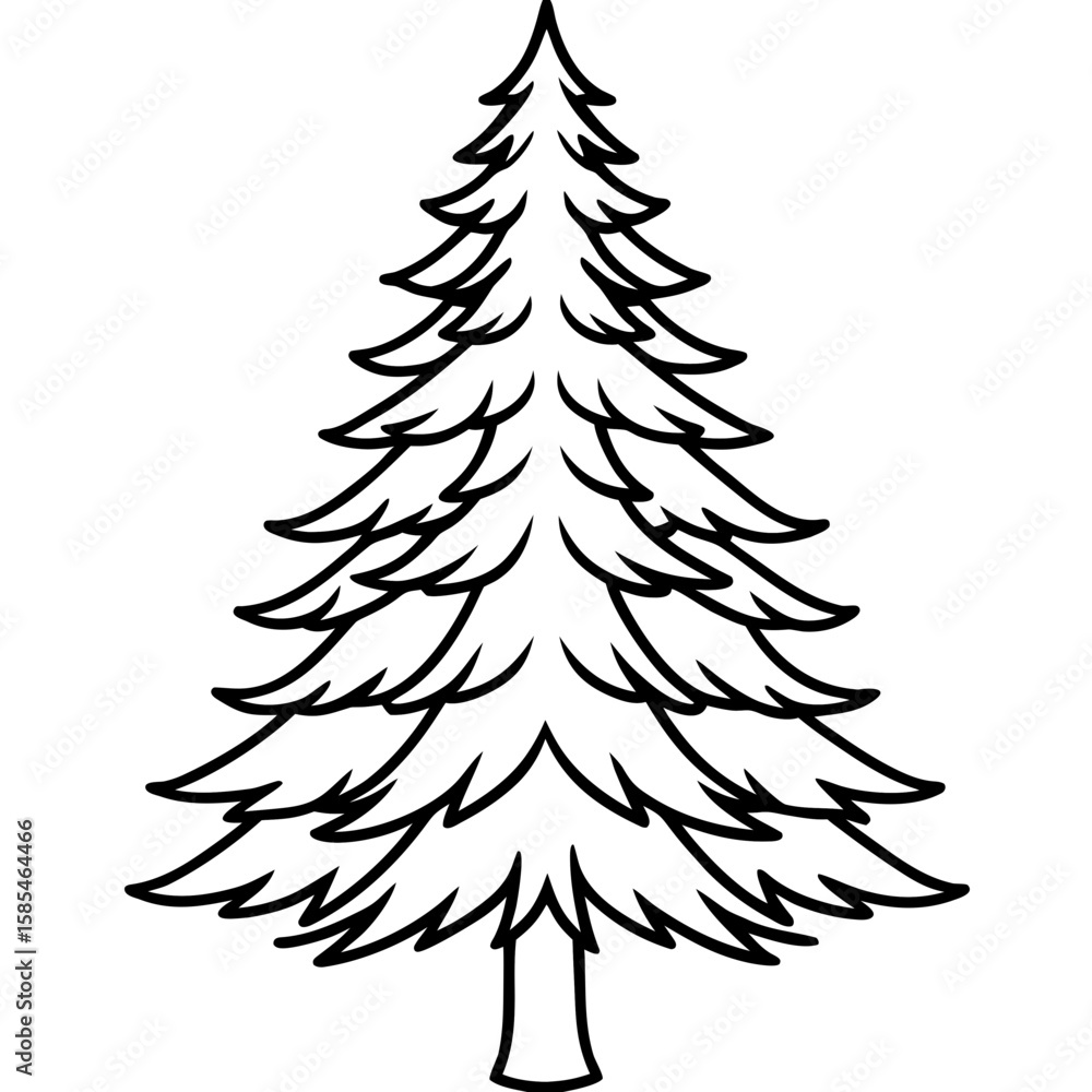Obraz premium Minimal Pine Tree Outline Vector