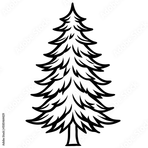 Minimal Pine Tree Outline Vector