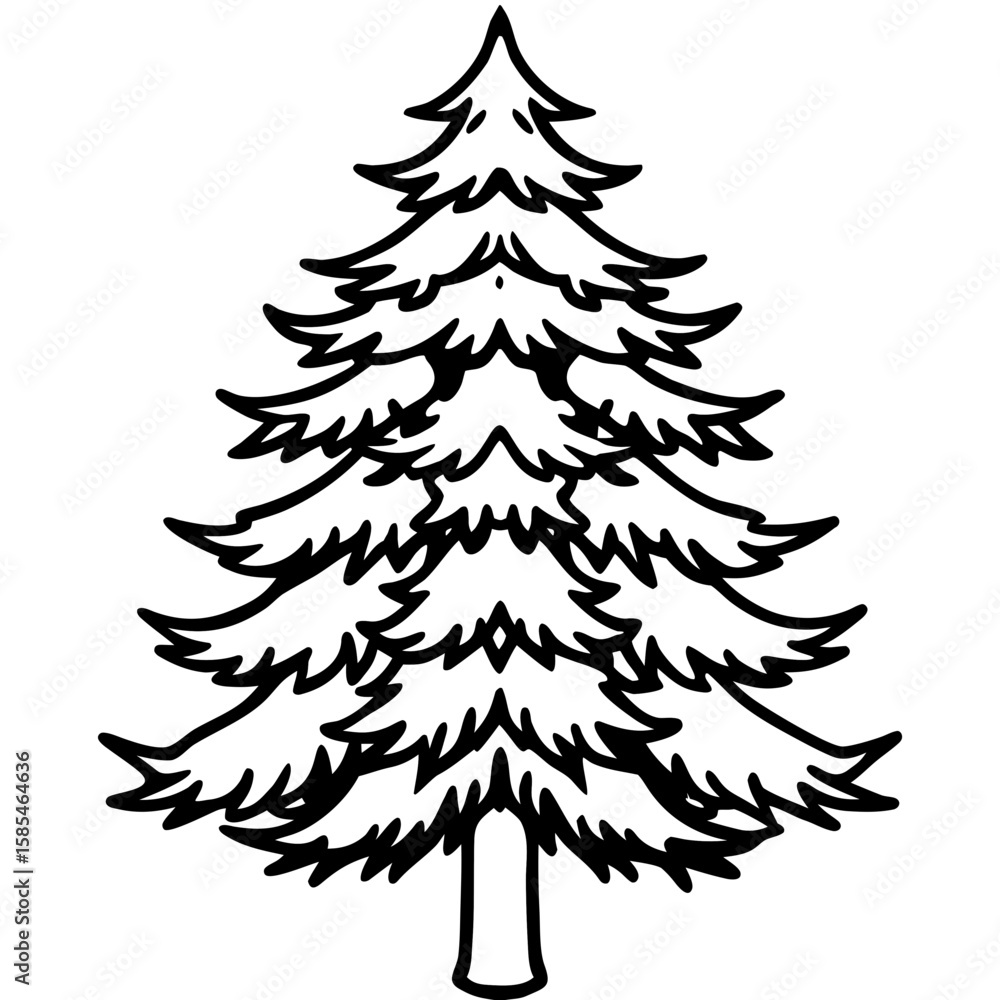 Obraz premium Minimal Pine Tree Outline Vector