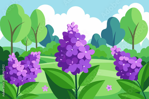 Purple lilac flowers in a spring garden blooming flowers