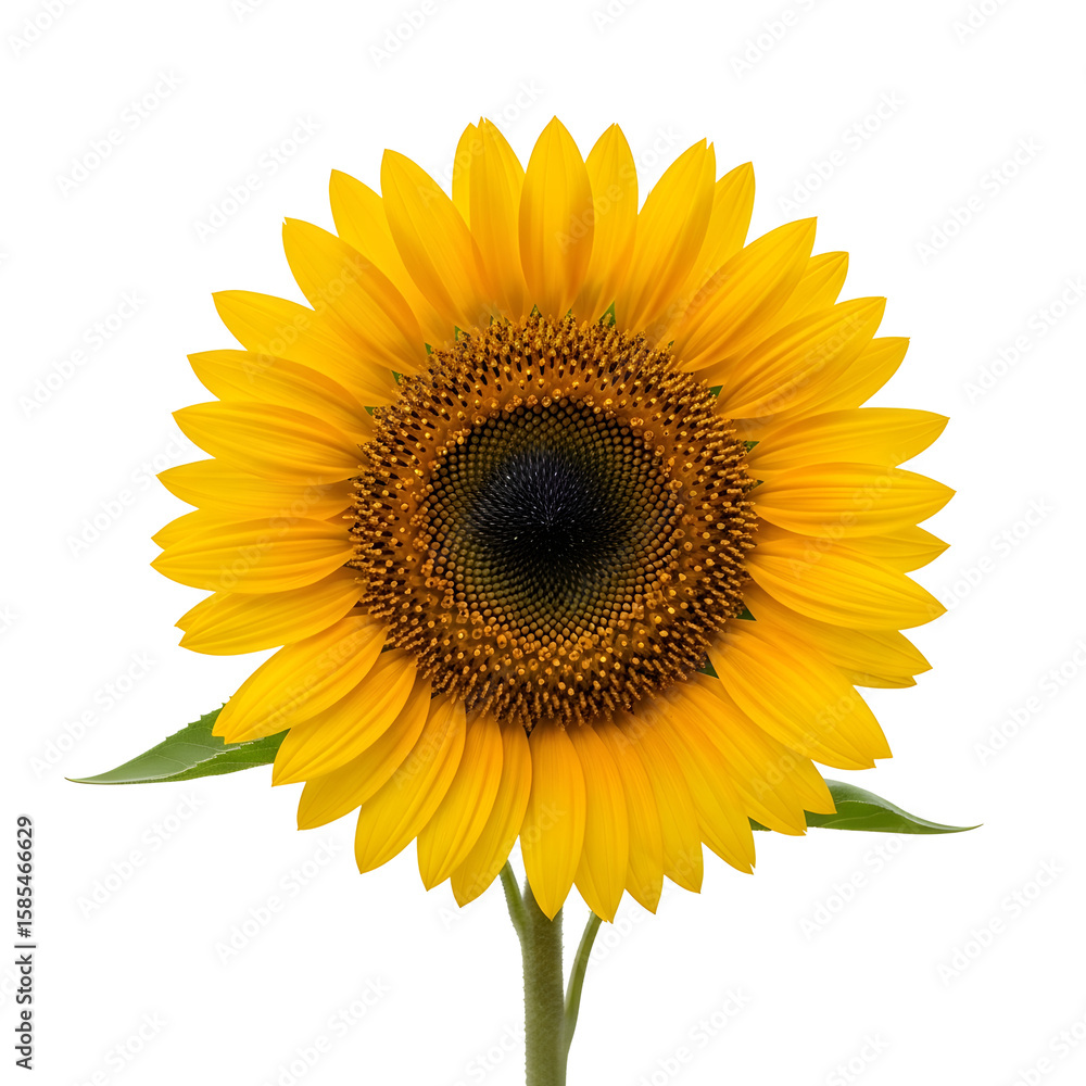 Fototapeta premium Radiant yellow sunflower on a black backdrop
