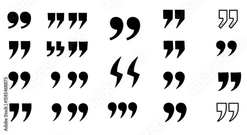 Diverse Punctuation Marks: A Comprehensive Collection of Quotation Mark Styles and Speech Bubble Symbols for Typographic Design