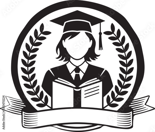 Academic Achievement Emblem A Symbol of Educational Success and Scholarly Pursuit in a Laurel Wreath Oval Frame Design