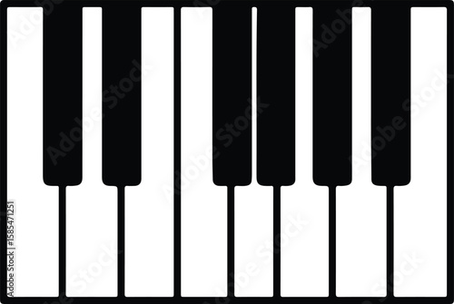 Silhouette Piano keyboard musical instrument black and white vector Illustrator