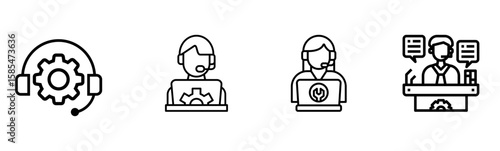  Customer Service, Technical Support & Call Center Line Icons