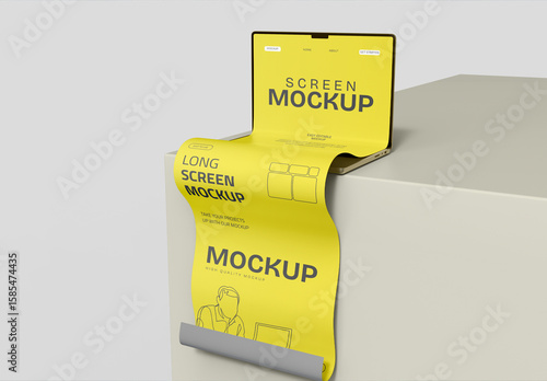 Laptop Long Screen Scroll Mockup