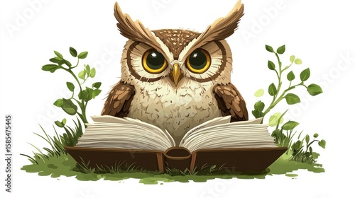 Owl reading book
