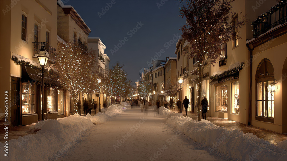 Obraz premium minimalist atmosphere of christmas celebration in usa showcasing festive street lights
