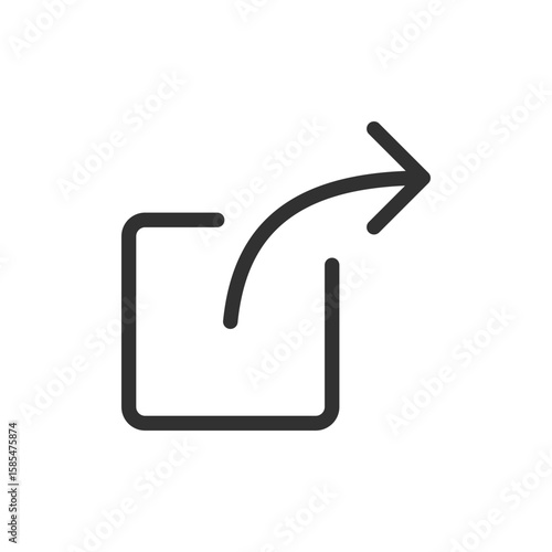 Arrow from square, linear icon. External link or open action. Line with editable stroke.
