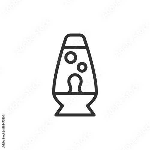 Lava lamp, linear icon. Decorative ambient light with floating wax. Line with editable stroke.