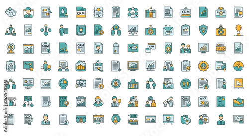 Comprehensive CRM and Business Management Icons
