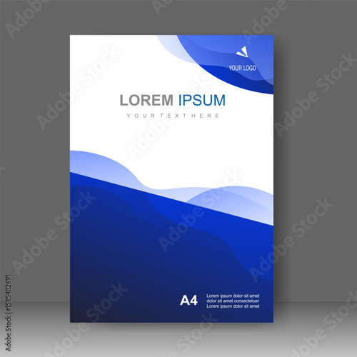 Book cover blue and white wave modern layout design. for Annual report, Brochure template, catalog, Simple Flyer promotion, magazine. Vector illustration