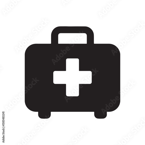 First Aid Kit Silhouette Vector Icon for medical, emergency, and healthcare.