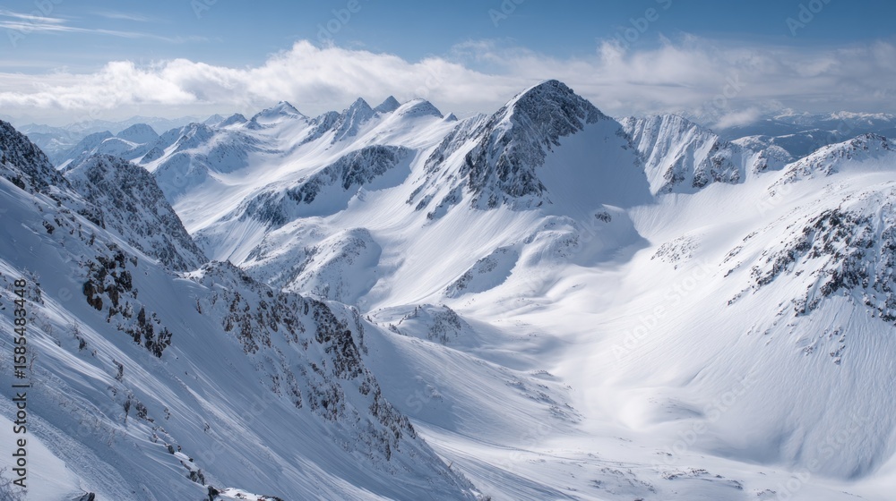 Obraz premium Snowy mountain peaks under a clear sky