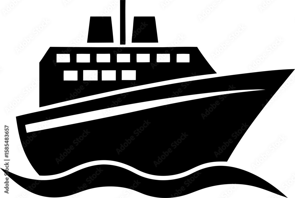 Fototapeta premium black silhouette of a ship