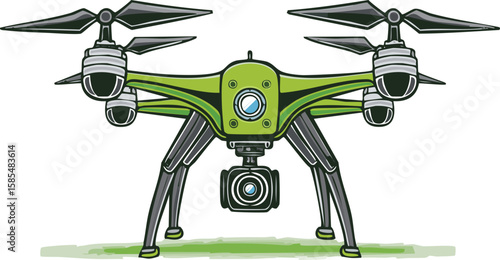 vector black green drone helicopter aircraft, clip, cool, game, machine, smart, three-dimensional, transparent, 4, consumer, cut-out, drone, fan, hobby, robot, sport, aeroplane, aircraft, camera,