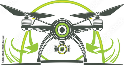 vector black green drone helicopter aircraft, clip, cool, game, machine, smart, three-dimensional, transparent, 4, consumer, cut-out, drone, fan, hobby, robot, sport, aeroplane, aircraft, camera,
