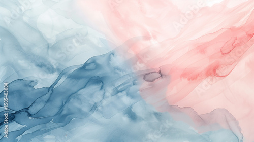 Soft Organic Shapes in Dusty Pink and Powder Blue Watercolor Abstract Art 