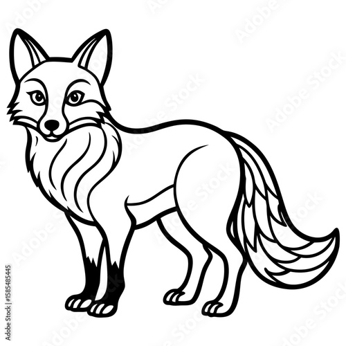 Stylized fox standing alert with bushy tail silhouette