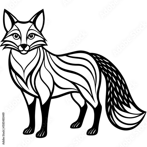 Stylized fox with intricate line art design silhouette