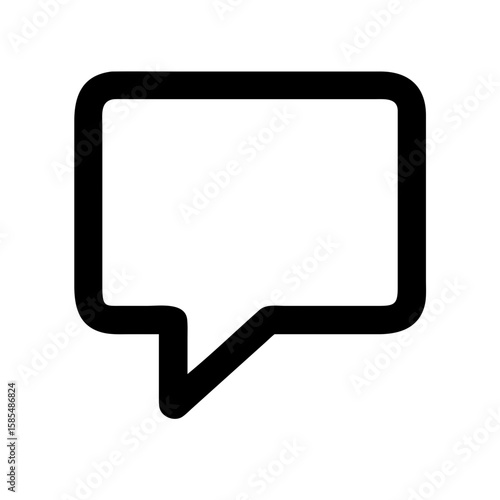 black outline icon of a speech bubble, indicating communication, chat, or a message, suitable for websites/blogs on messaging apps, customer service, or social interaction.