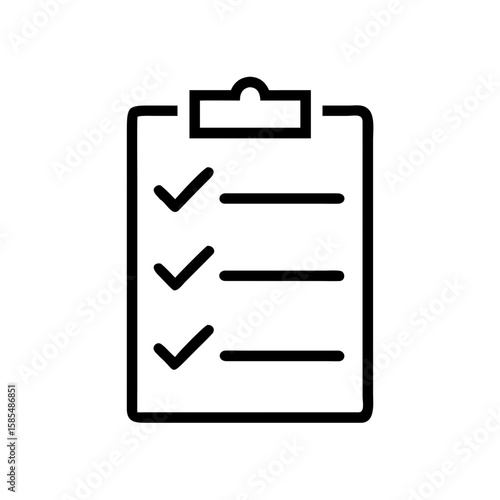 minimalist line-art icon of a clipboard with checkmarks is ideal for productivity apps, task management blogs, or business websites.