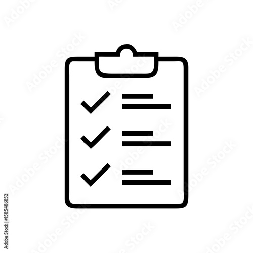 minimalist line-art icon of a clipboard with checkmarks is ideal for productivity apps, task management blogs, or business websites.