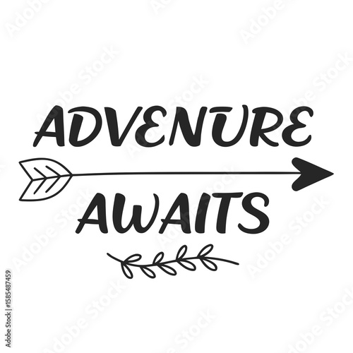 Typography Design – Camping Typography T-shirt Design, Adventure Awaits