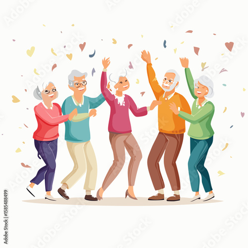 Seniors enjoying a lively dance together at a community event