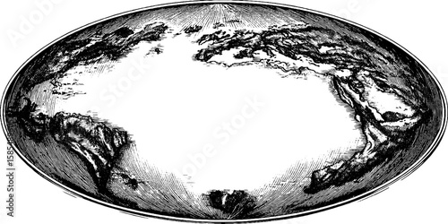 Antique world atlas engraving - historic global map design for educational purposes