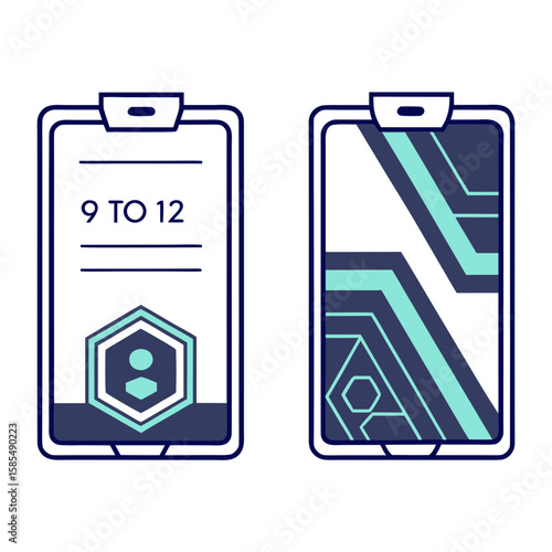 Digital device screens with geometric patterns mobile