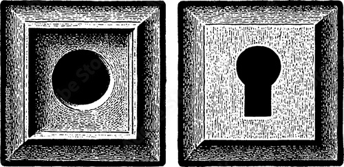 Vintage kinetoscope engravings set with antique design elements for historical illustrations