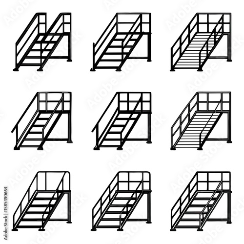 Industrial staircases with railings stairs metal