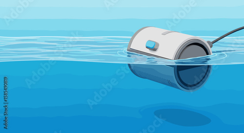 Seasonal pool cleaning using an automated cleaner in clear water. This seasonal pool cleaning is essential for maintaining hygiene and the pristine condition of your swimming pool,