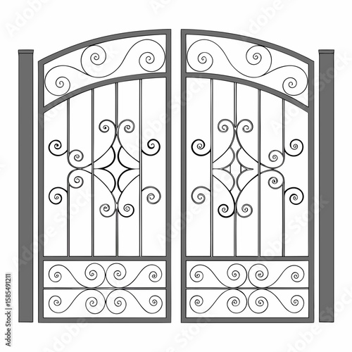 Ornate wrought iron gate with scrollwork ornamental gate
