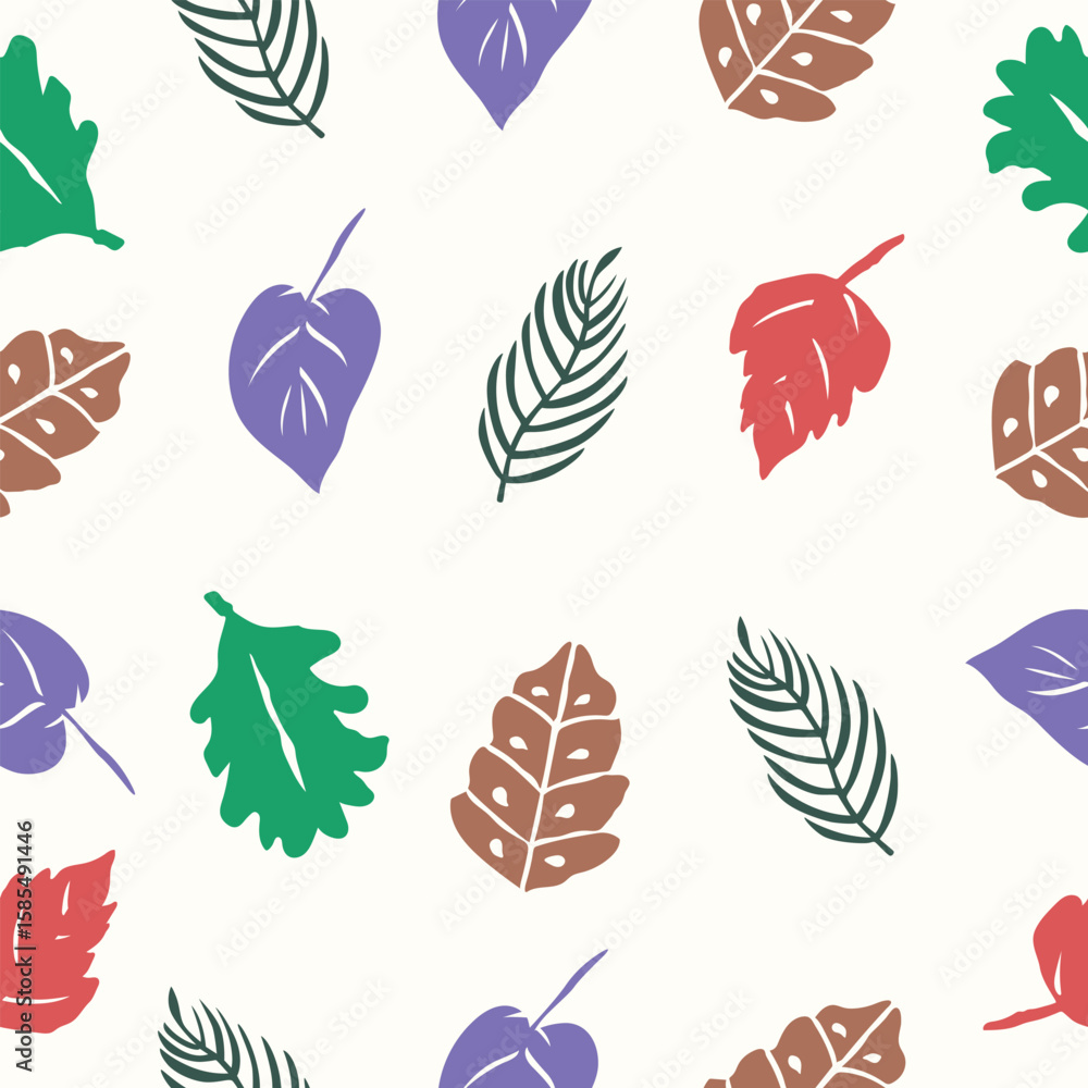 Obraz premium Colorful Seamless Leaf Pattern Vector Design